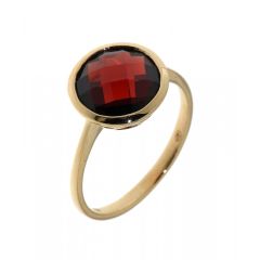 Bague Or Jaune Grenat Rond 10mm