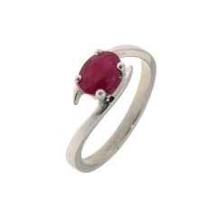 Bague Rubis Ovale 7x5mm en Or Blanc