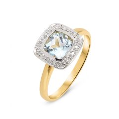 Bague Topaze Bleue Traitée Or Jaune