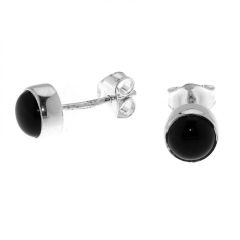 Boucles d'oreilles Argent Onyx Cabochon 6mm