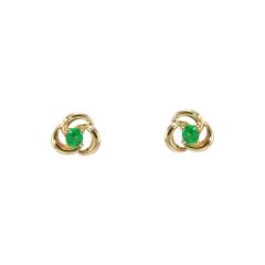 Boucles d'oreilles Or Jaune Emeraude 2mm