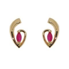 Boucles d'oreilles Or Jaune Rubis 4x3mm