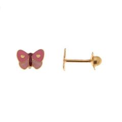 Boucles d'oreilles papillons émaillés en Or Jaune 375