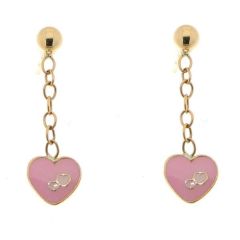 Boucles d'oreilles Pendantes Coeurs Or Jaune 750