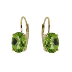 Boucles d'oreilles Pendantes Or Jaune Péridot 8x6mm