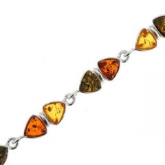 Bracelet Argent Ambre Multicolore 7mm x 18cm