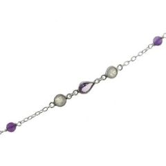 Bracelet Argent Améthyste et labradorite