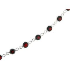 Bracelet Argent Grenat Facetée 6mm