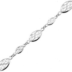 Bracelet Argent Maille Ancienne Alternée 8mm x 19cm