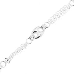 Bracelet Argent Maille Triple et Grains de café