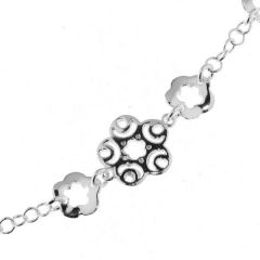 Bracelet Argent Motifs Ajourés Fleurs 19cm