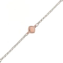 Bracelet Argent Rhodié et motif en Plaqué Or Rose