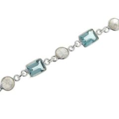 Bracelet Argent Topaze Bleue et Labradorite