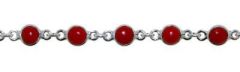 Bracelet Corail Cabochon 6.5mm et Argent 925