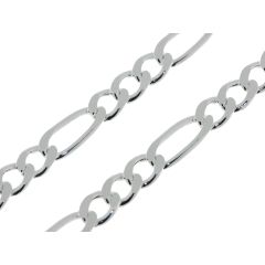 Chaine Argent maille Figaro - 6mm - 55cm