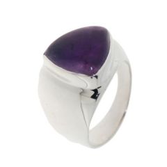 Chevaliere Argent Améthyste Triangulaire 13mm