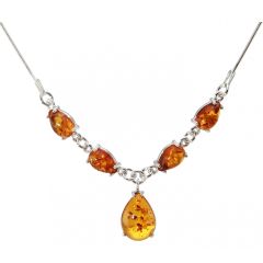 Collier Argent Ambre