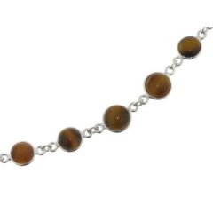 Collier Argent Oeil de tigre Cabochon de 6 à 10mm