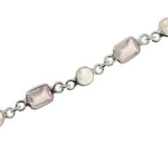 Collier Argent Quartz Rose et Labradorite
