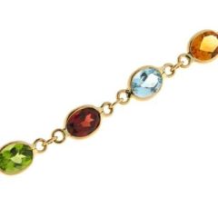 Collier pierres multicolores 8x6mm Or Jaune 375