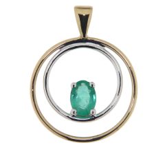 Pendentif 2ors 750 Emeraude Ovale 7x5mm