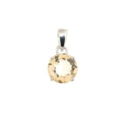 Pendentif Argent 925 et Citrine Ronde 8mm