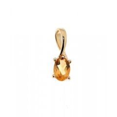 Pendentif Citrine Ovale 6x4mm Or Jaune 375