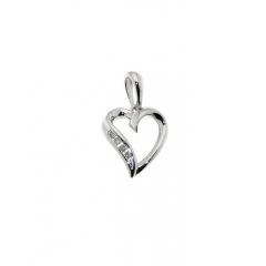 Pendentif Coeur Or Blanc Diamant 0.026 carat