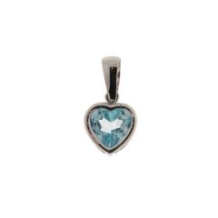 Pendentif Coeur Or Blanc Topaze Bleue Traitée