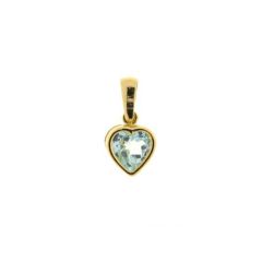 Pendentif Coeur Or Jaune Topaze Bleue Traitée