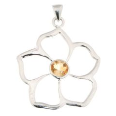 Pendentif Fleur Argent 925 et Citrine