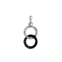 Pendentif Or Blanc 750 Diamant Blanc & Noir 0.12 carat