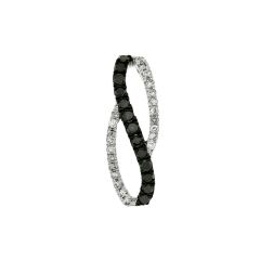 Pendentif Or Blanc 750 Diamant Blanc & Noir 0.15 carat