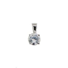 Pendentif Or Blanc 750 Oxyde de Zirconium Rond 6mm