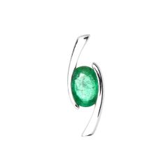 Pendentif Or Blanc Emeraude Ovale 7x5mm