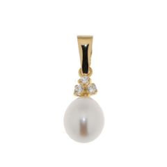 Pendentif Or Jaune 750 Perle et 3 Oxydes