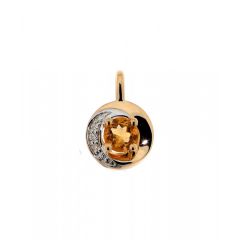 Pendentif Or Jaune Citrine 4mm et Diamant