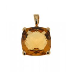 Pendentif Or Jaune Citrine Coussin 12mm