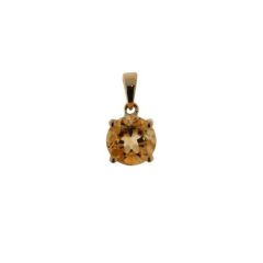 Pendentif Or Jaune Citrine Ronde 6mm