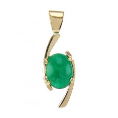 Pendentif Or Jaune Emeraude Cabochon 9x7mm