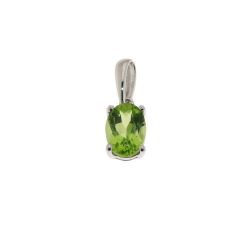 Pendentif Péridot Ovale 7x5mm Or Blanc