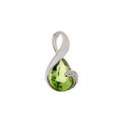 Pendentif Péridot Poire 8x6mm Or Blanc