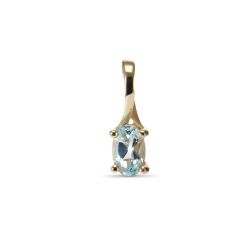 Pendentif Topaze bleue traitée Ovale 6x4mm Or Jaune 375