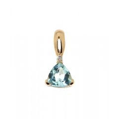 Pendentif Topaze bleue traitée Triangulaire 6x6mm et Diamant Or Jaune 375