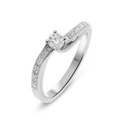 Solitaire Or Blanc 750 Diamant 0.20 carat
