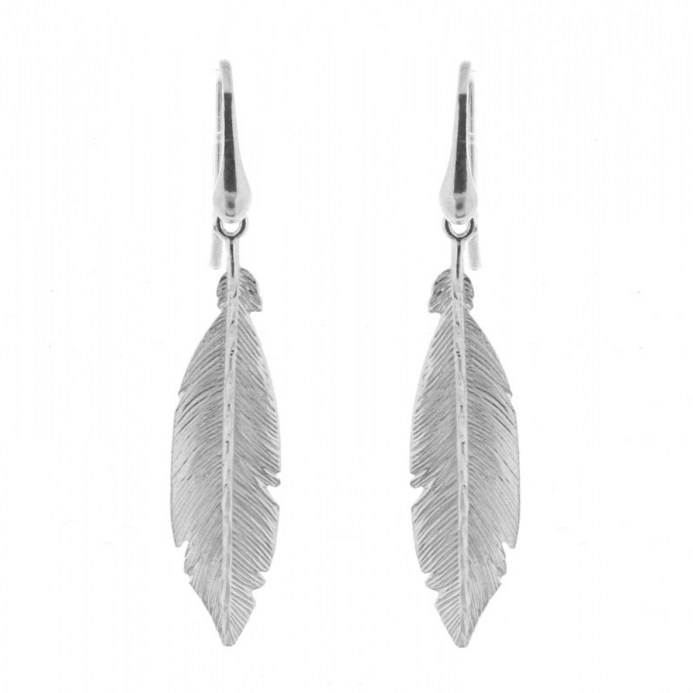 Boucles d'oreilles Plumes en Argent 925 Rhodié Ref. 42040