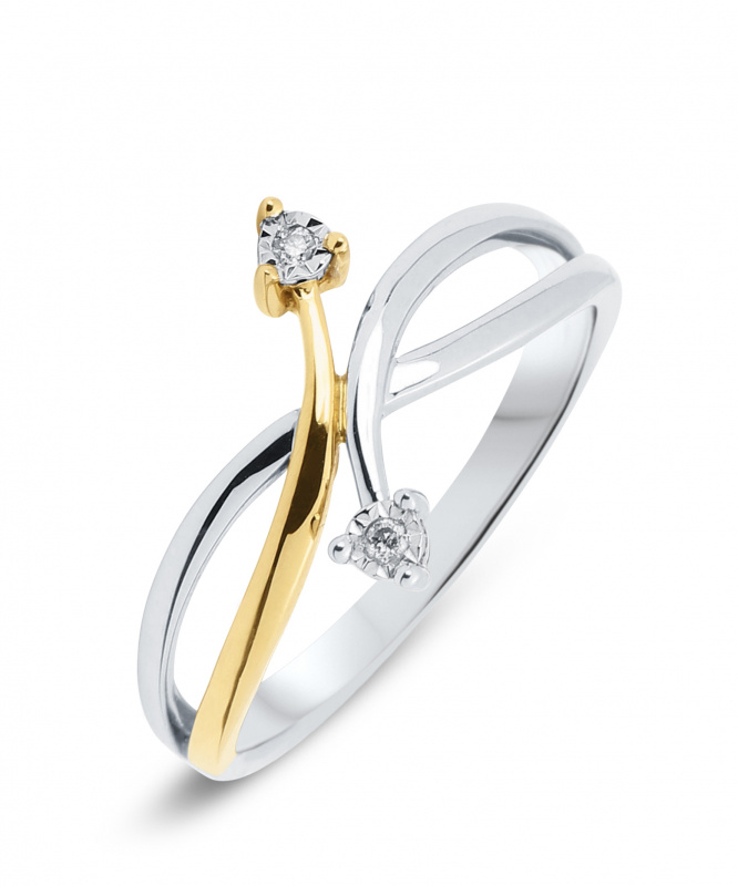 Lot De 2 Bagues Plaquées Or 14 Carats - En Cuivre Avec Zircone - Tailles 6 à 9 - Empilables, Idéales Pour Cadeau (maman, Amie)