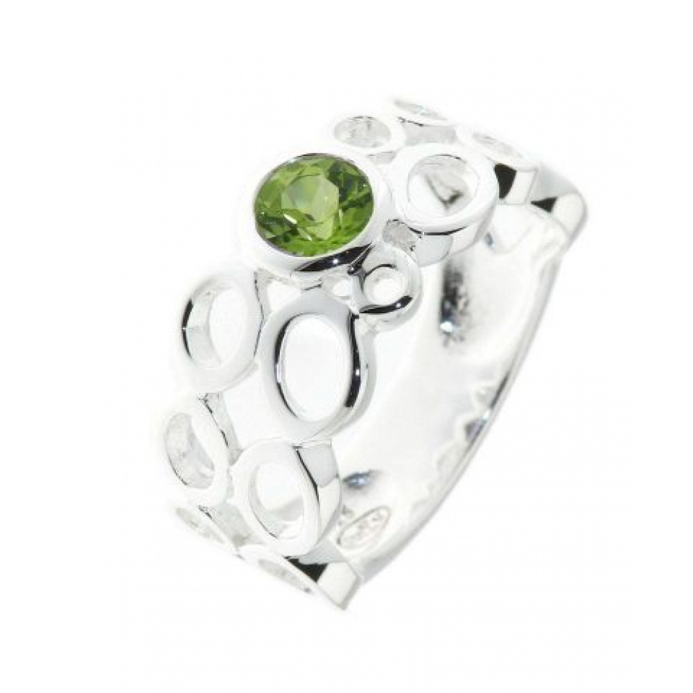 Bague Ajouree Argent et Peridot Rond 5mm Ref. 31845 Bijouterie Trabbia Vuillermoz