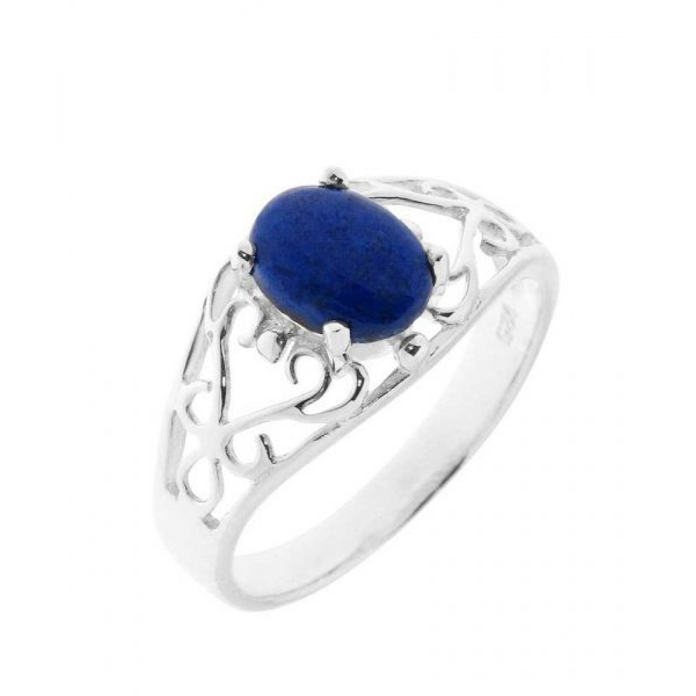 bague en argent serti de lapis-lazuli bleu marine Bague lapis-lazuli facettée de véritables pierres précieuses cadeau tendance pour la main faite main personnalisée estampée véritable tendance