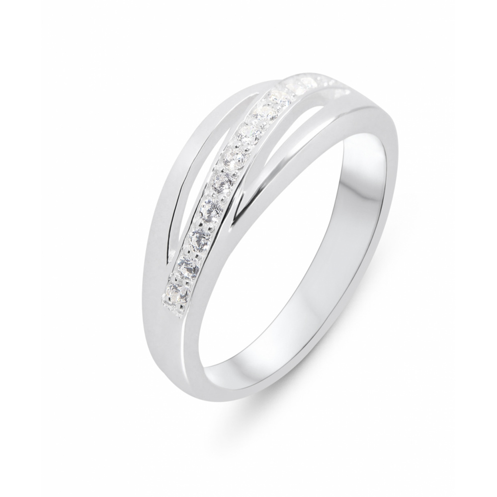 Bague Argent 925 sertie clos Oxydes de Zirconium blancs